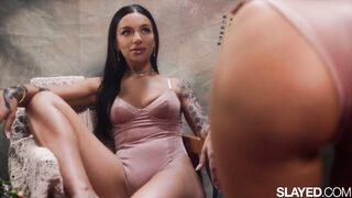 SLAYED Naughty April fucks sweet GF Vanna with a strap-on