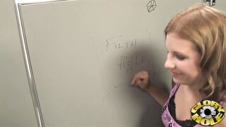 Jizzelle Ryder goes wild with anonymous glory hole oral & fuck in public