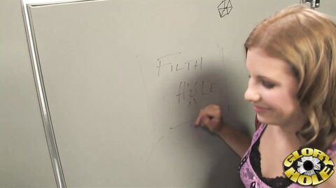 Jizzelle Ryder goes wild with anonymous glory hole oral & fuck in public