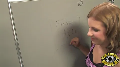 Jizzelle Ryder goes wild with anonymous glory hole oral & fuck in public