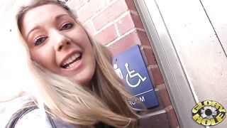 Alysa Gap's anonymous blowjob & fuck leads to a messy facial in glory hole