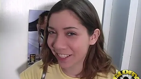 Watch this amateur slut get a messy facial at the glory hole while playing with her face hole