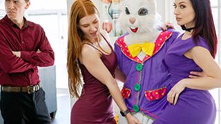 Jane Rogers and Jessica Ryan seduce Easter Bunny in a hot roleplay