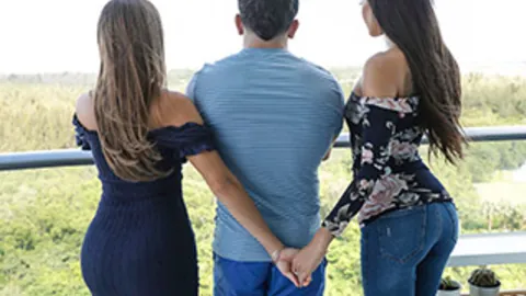 Gia Vendetti and Havana Bleu teach their foster son how to suck and stroke in a taboo roleplay