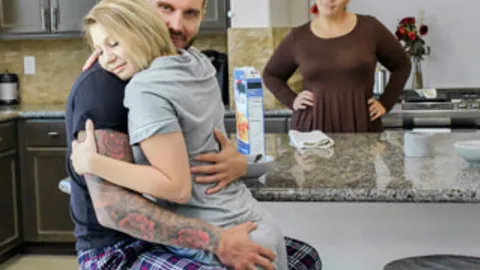 Cara May's tight pussy gets penetrated by stepdad after breakfast