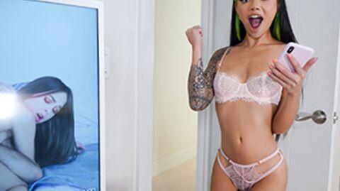 Paisley Paige challenges stepbrother with steamy home sex tape