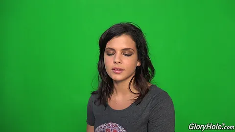 Keisha Grey gets a messy public deep throat and cum in mouth from Gloryhole BTS