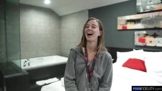 Haley Reed's wild threesome with two hard cocks and a wet facial