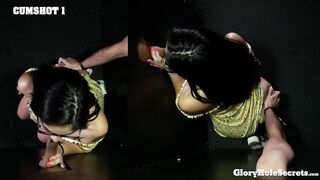 Lucy Sunflowers gets a filthy POV oral and a cumshot in First Gloryhole video