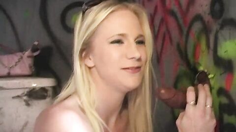 Alliyayh Jolie gets her mouth stuffed with a huge cock while getting a sloppy gloryhole blowjob from a stranger