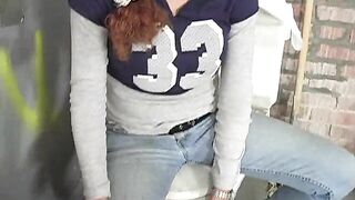 Frankie goes wild in public with his massive schlong & gets a messy facial