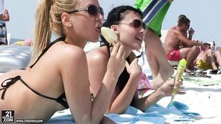 Aleska Diamond and Aletta Ocean get hot and heavy in a steamy scene