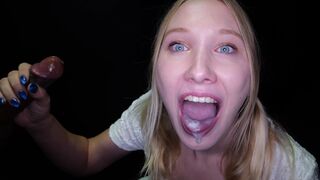 Blonde slut with blue eyes Mckenna Lynn First Glory hole cumshots